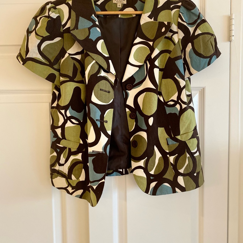 Abstract Patterned Short Sleeve Blouse